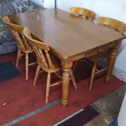 Pine dining table and 4 chairs