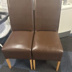 2 x brown leather dining chairs